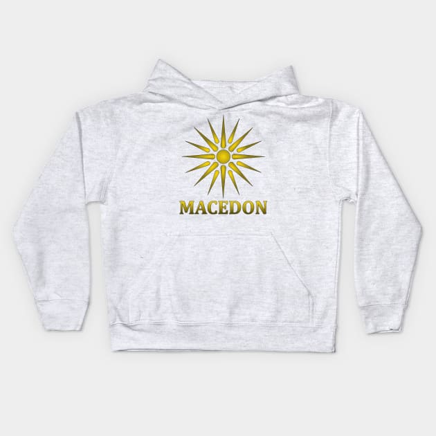 Macedon Sun Alexander the Great Kids Hoodie by AgemaApparel